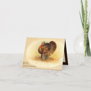 vintage Thanksgiving Holiday turkey add sentiment Card