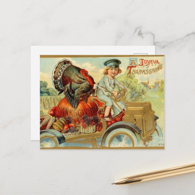 vintage Thanksgiving Holiday turkey Postcard  (Front/Back In Situ)