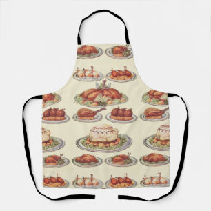 Vintage Thanksgiving Menu Turkey Traditional Dish Apron