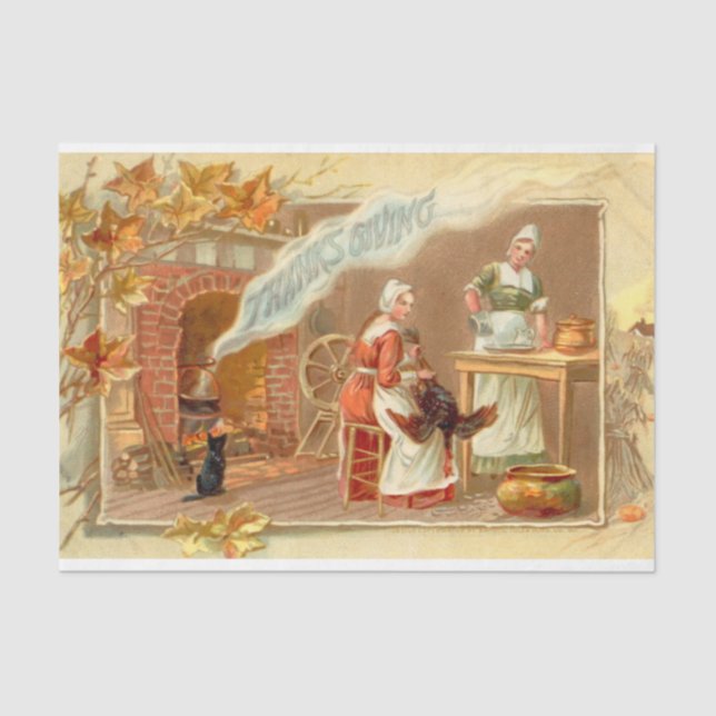 Vintage Thanksgiving Mix Series Design 3 Tissue Paper (Front)