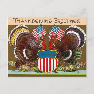 Vintage Thanksgiving Patriotic Postcard
