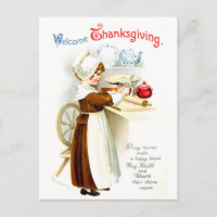 Vintage Thanksgiving - Pilgrim Baking Pie