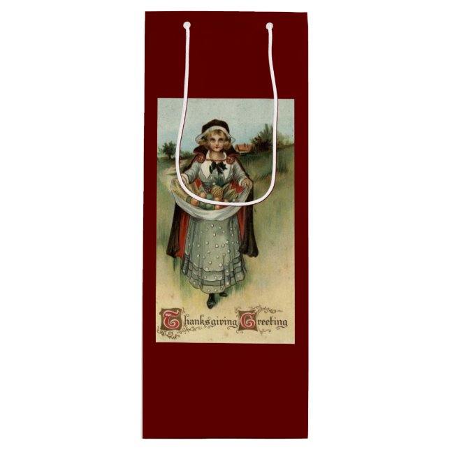 Vintage Thanksgiving Pilgrim Woman Gift Bag (Front)