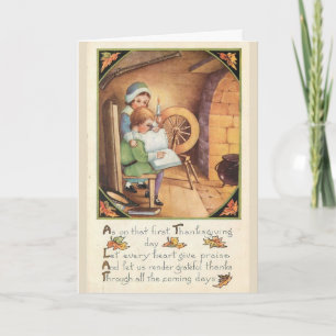 Vintage - Thanksgiving Praise and Thanks, Holiday Card