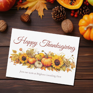Vintage Thanksgiving Pumpkins Custom Company Holiday Card