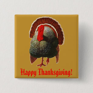 Vintage Thanksgiving Turkey 2 Inch Square Button