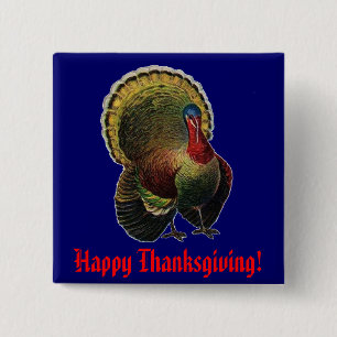 Vintage Thanksgiving Turkey 2 Inch Square Button