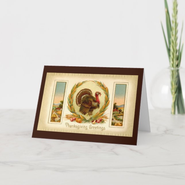 Vintage Thanksgiving Turkey Card (Front)