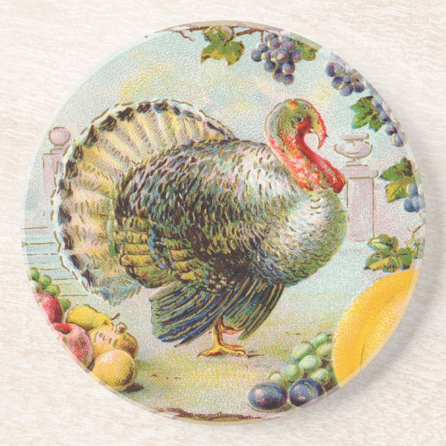 Vintage Thanksgiving Turkey Coaster (Front)