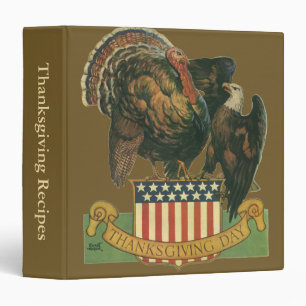 Vintage Thanksgiving Turkey, Eagle, Amercan Flag Binder
