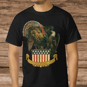 Vintage Thanksgiving Turkey, Eagle, American Flag T-Shirt