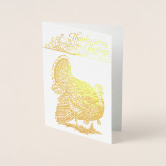 Vintage Thanksgiving Turkey Harvest Foil Card