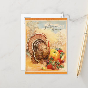 Vintage Thanksgiving turkey  Holiday Postcard