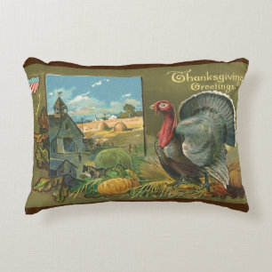 Vintage Thanksgiving, Turkey on the Farm Accent Pillow
