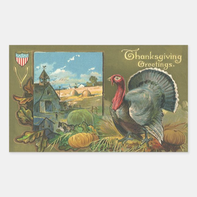 Vintage Thanksgiving, Turkey on the Farm Sticker (Front)