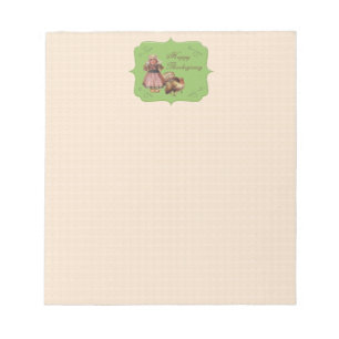 Vintage Thanksgiving, Turkey,Pilgrim Girl Notepad