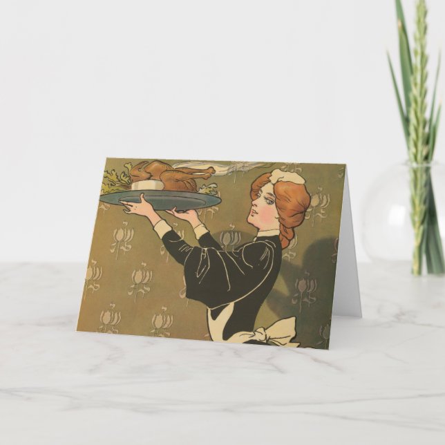 Vintage Thanksgiving Victorian Turkey Holiday Card (Front)