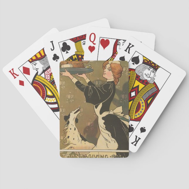 Vintage Thanksgiving Victorian Turkey Playing Cards (Back)