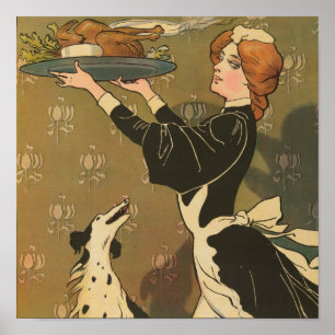 Vintage Thanksgiving Victorian Turkey Poster