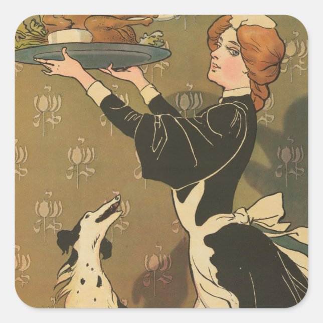 Vintage Thanksgiving Victorian Turkey Square Sticker (Front)