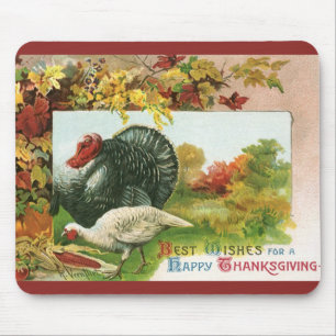 Vintage Thanksgiving, Wild Turkeys Autumn Colours Mouse Pad