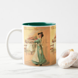 Vintage Thanksgiving Woman Serving Turkey Mug