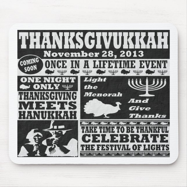 Vintage  Thanksgivukkah Mouse Pad (Front)