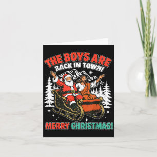 Vintage The Boys Are Back In Town Christmas Santa Card