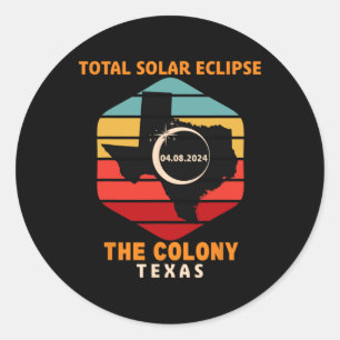 Vintage The Colony Texas Total Solar Eclipse 2024  Classic Round Sticker