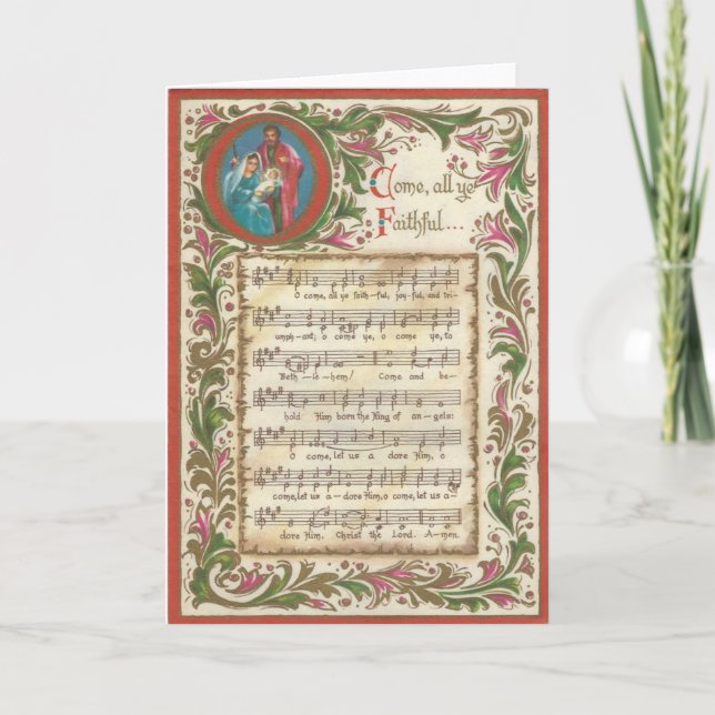 Vintage The Come All Ye Faithful... Holiday Card (Front)