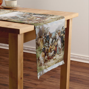 Vintage The First Thanksgiving 1621 Jean Ferris Long Table Runner