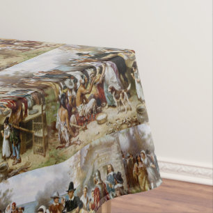 Vintage The First Thanksgiving 1621 Jean Ferris Tablecloth