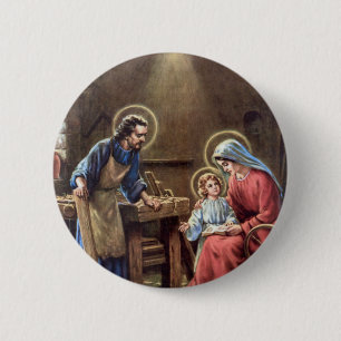 vintage the holy family, Jesus christ, Josef,Mary 2 Inch Round Button