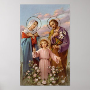 vintage the holy family, Jesus christ, Josef,Mary Poster