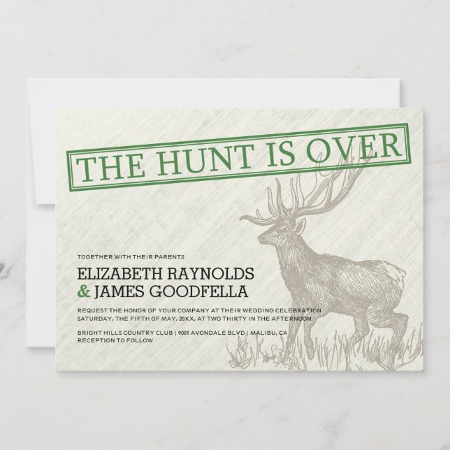 Vintage The Hunt is Over Wedding Invitations (Front)