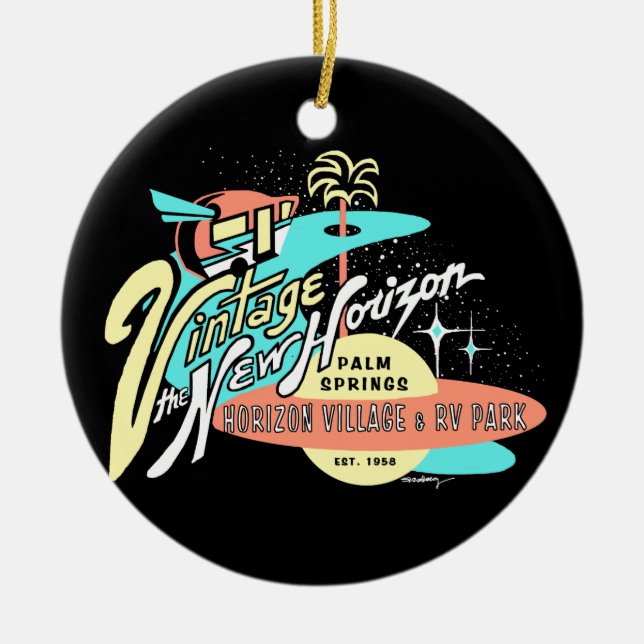 "Vintage: The New Horizon" Ceramic Ornament (Front)