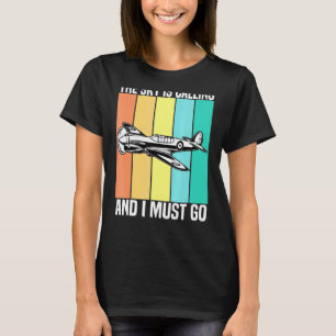 Vintage The Sky Is Calling And I Must Go Airplane T-Shirt
