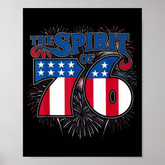 Vintage The Spirit 76 4th Of July Patriotic Poster