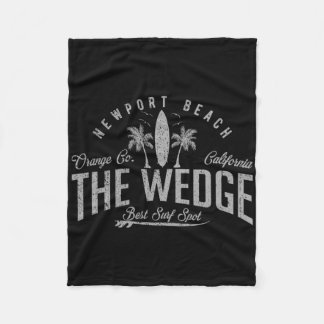 Vintage The Wedge Best Surf Spot Newport Beach Dge Fleece Blanket