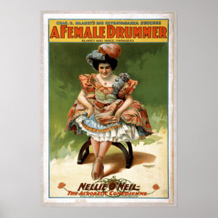 "Vintage theatre art-'A Female Drummer" Poster