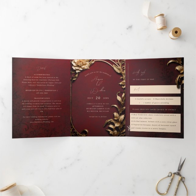 Vintage Theatre-Inspired Tri-Fold Wedding (Inside)