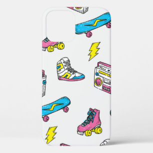 Vintage theme background with sneakers radio skate iPhone 12 case
