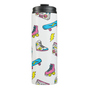 Vintage theme background with sneakers radio skate thermal tumbler