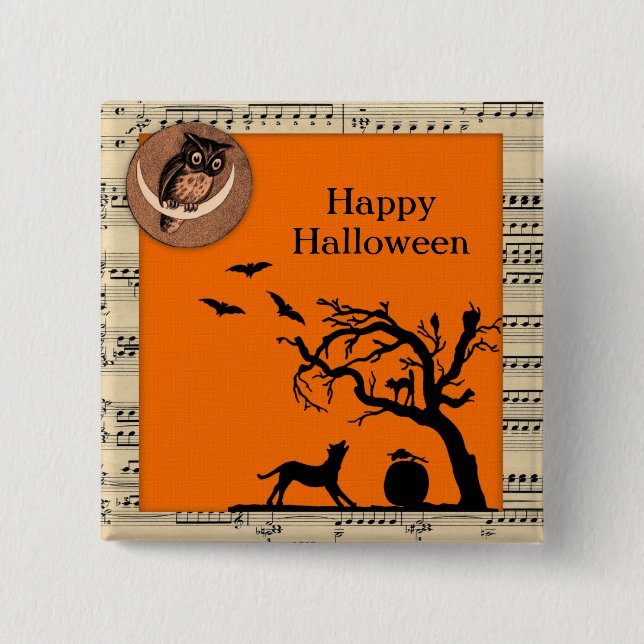 Vintage Themed Halloween Button Flair (Front)