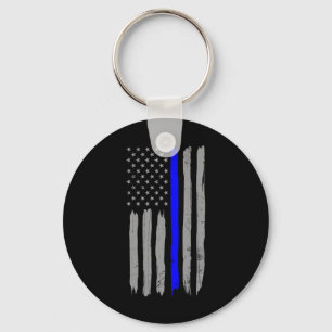 Vintage Thin Blue Line Shirt Police Support Usa Fl Keychain
