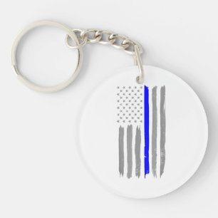 Vintage Thin Blue Line Shirt Police Support USA Fl Keychain