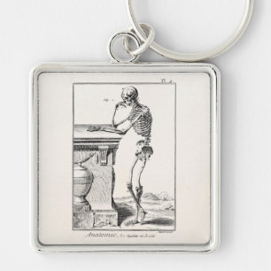 Vintage Thinking Human Skeleton Medical Anatomy Keychain