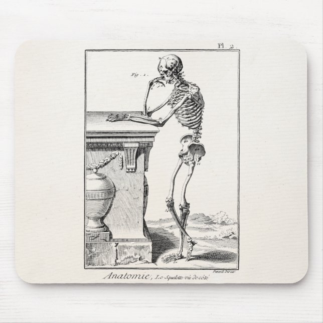 Vintage Thinking Human Skeleton Medical Anatomy Mouse Pad (Front)