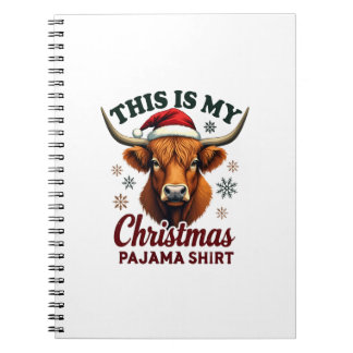 Vintage This Is My Christmas Pajama Shirt Highland Notebook