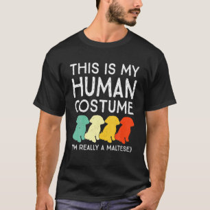 Vintage This Is My Human Costume Maltese Dog Lover T-Shirt